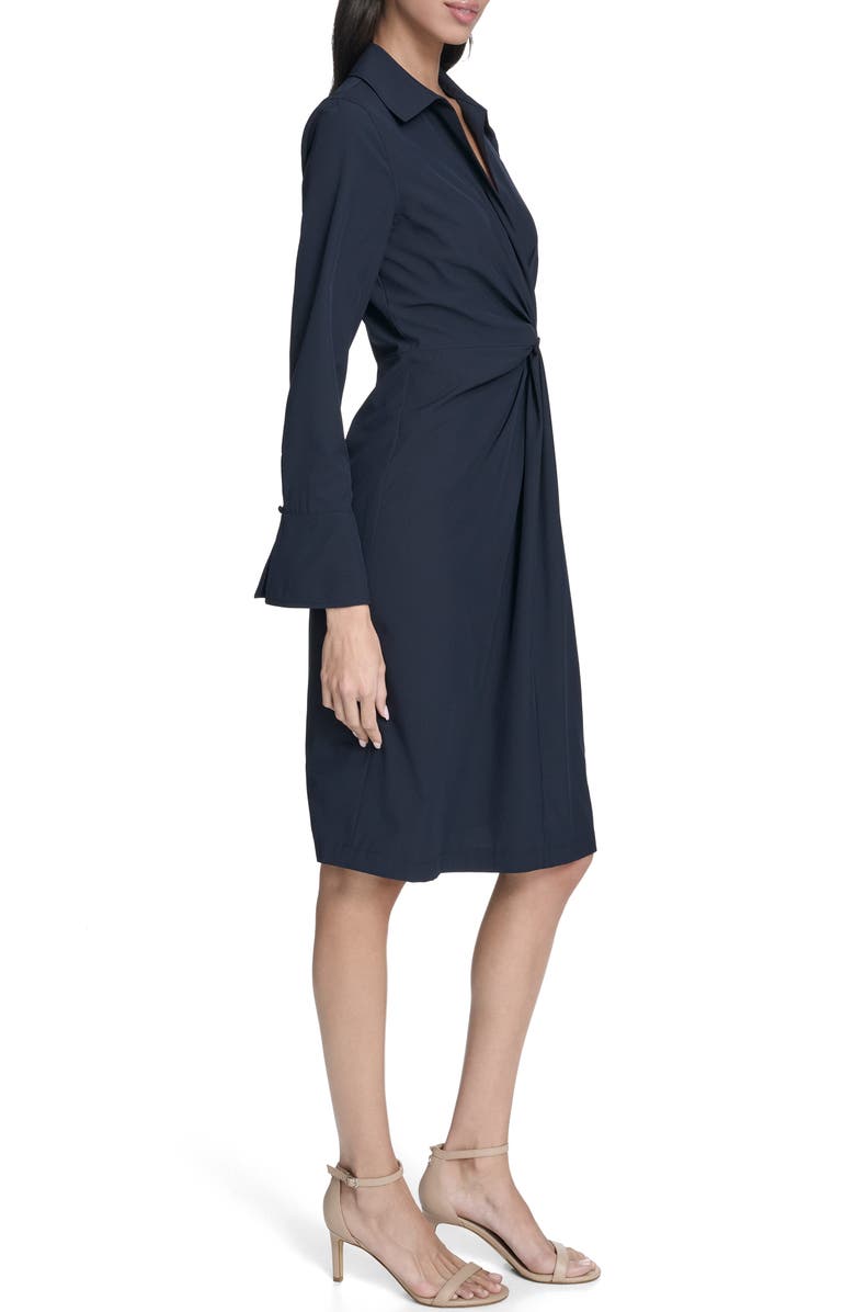Calvin Klein Front Twist Long Sleeve Sheath Dress, Alternate, color, Indigo