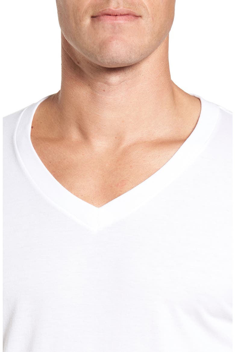 4-Pack Regular Fit Supima® Cotton V-Neck T-Shirts, Alternate, color, WHITE