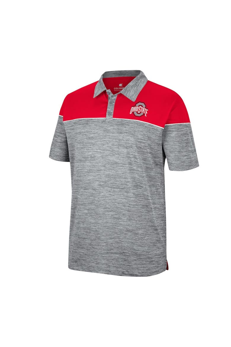 Men's Colosseum Heathered Gray/Scarlet Ohio State Buckeyes Birdie Polo, Alternate, color, Heather Gray
