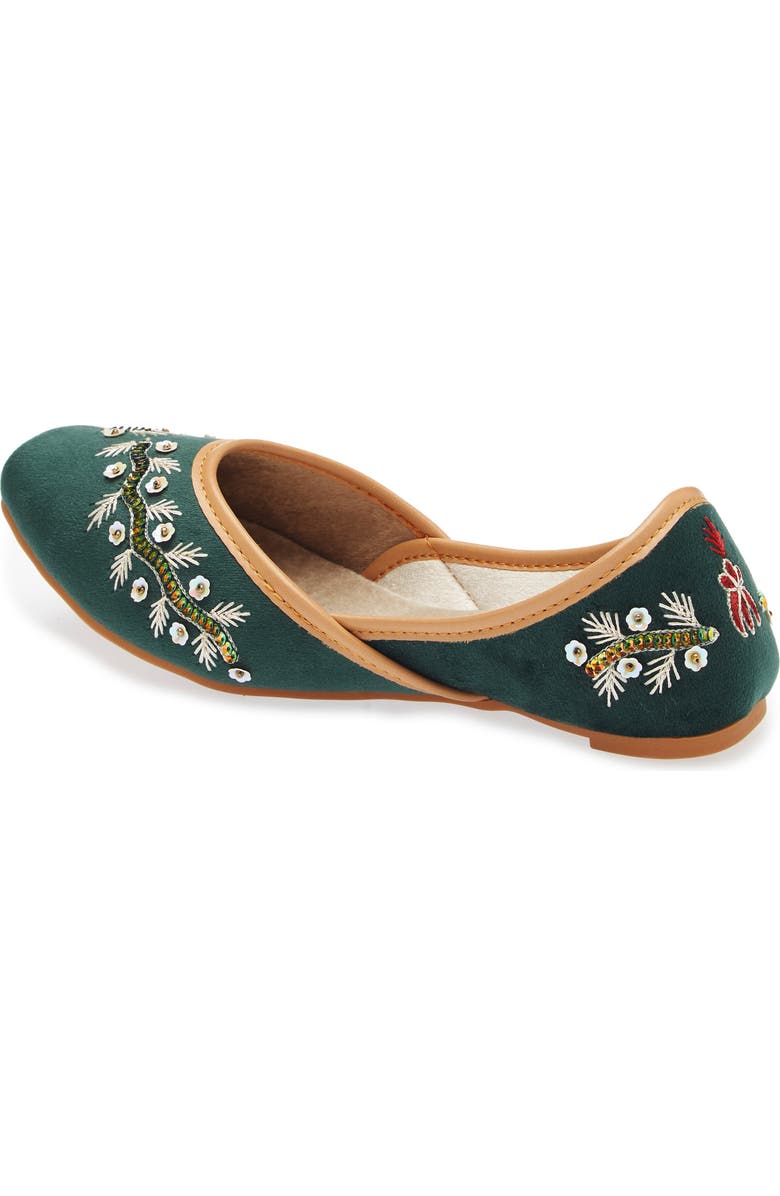 FUCHSIA Rania Embroidered Jutti Flat, Alternate, color, Green