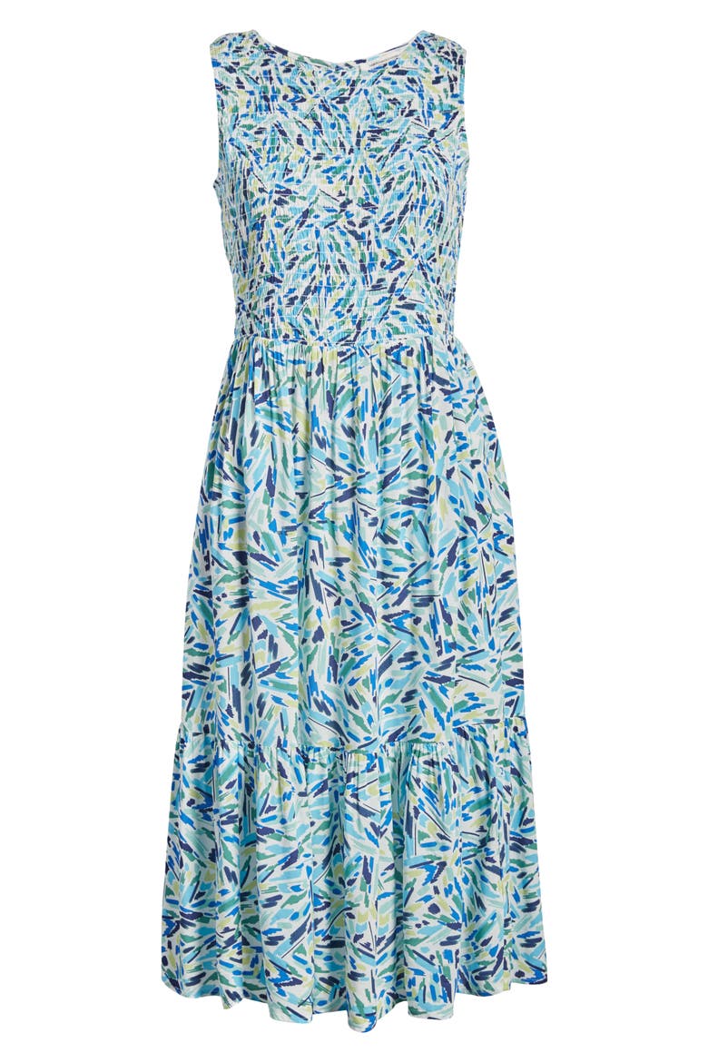 Print Sleeveless Midi Dress, Alternate, color, BEACH STONES
