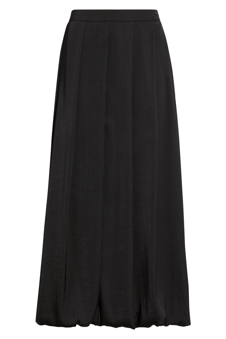 Pleated Bubble Hem Midi Skirt, Alternate, color, RICH BLACK