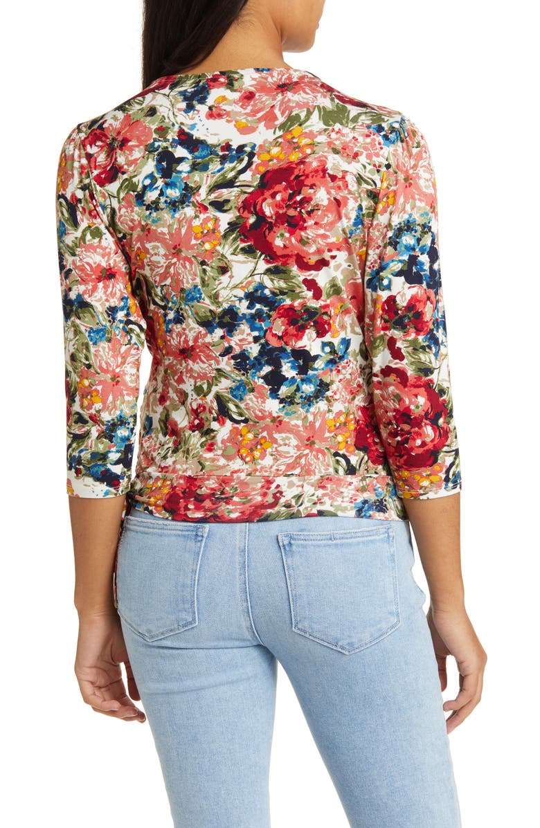 Loveappella Faux Tie Wrap Top, Alternate, color, Marsala/ Olive