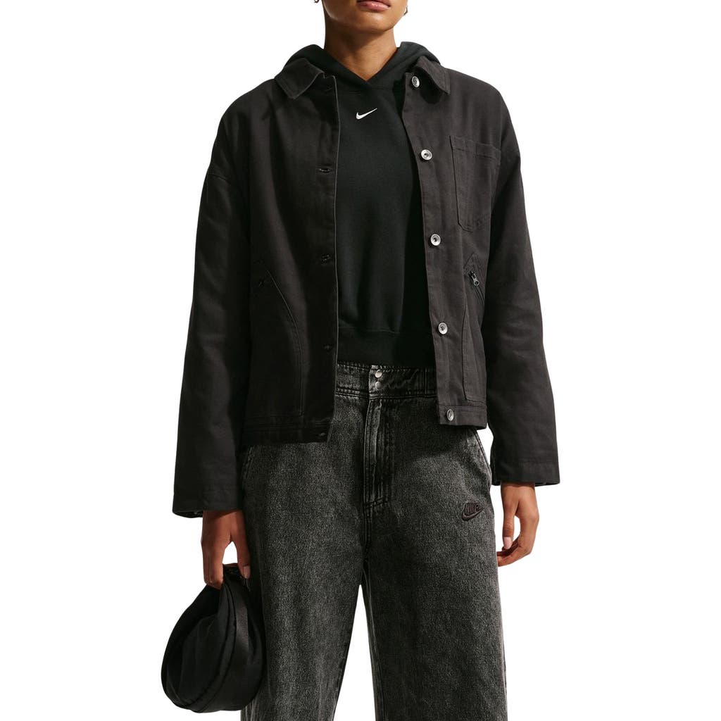 Nike Oversize Cotton Barn Jacket In Black