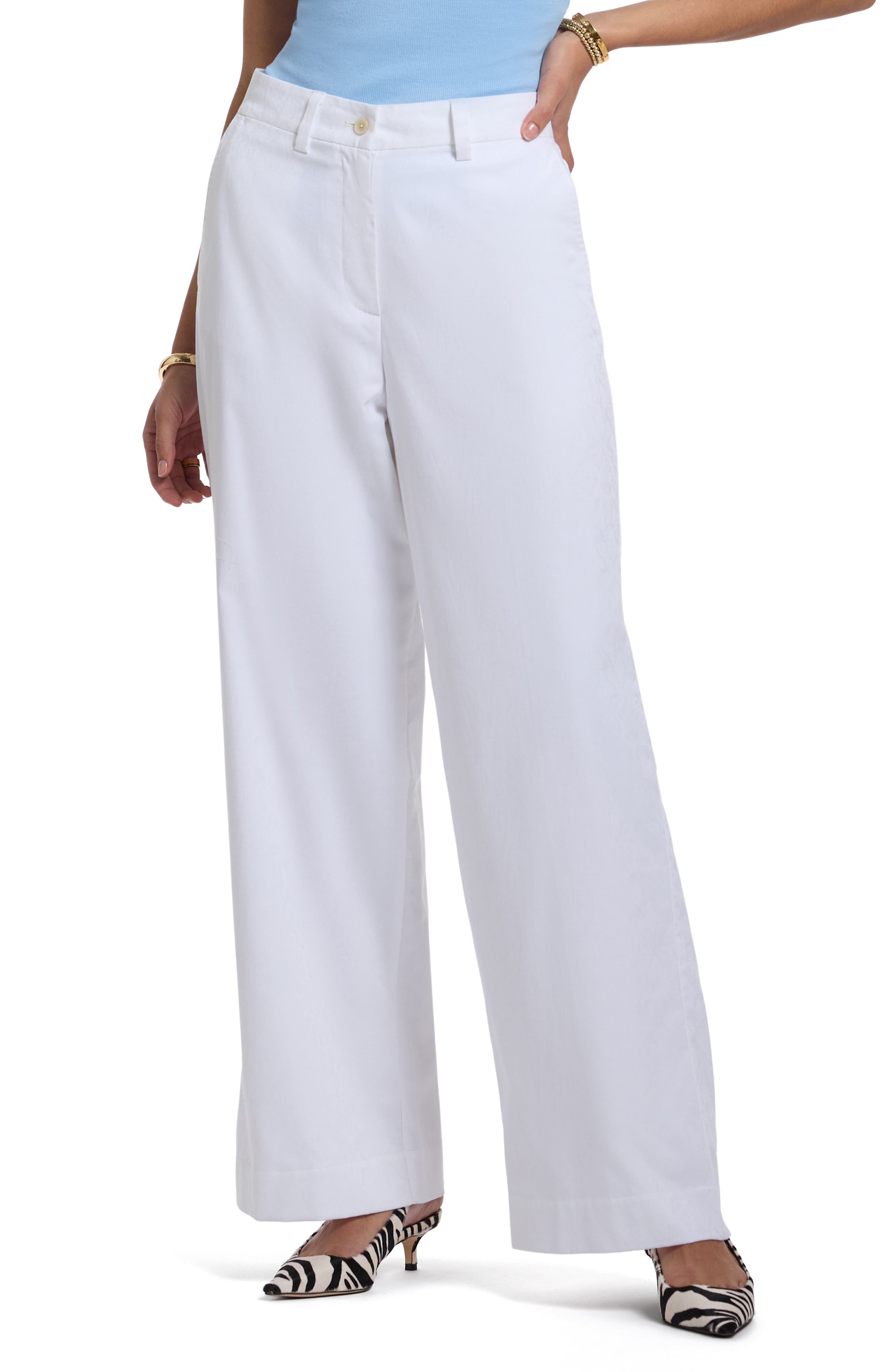 Inez Stretch Cotton Wide Leg Pants