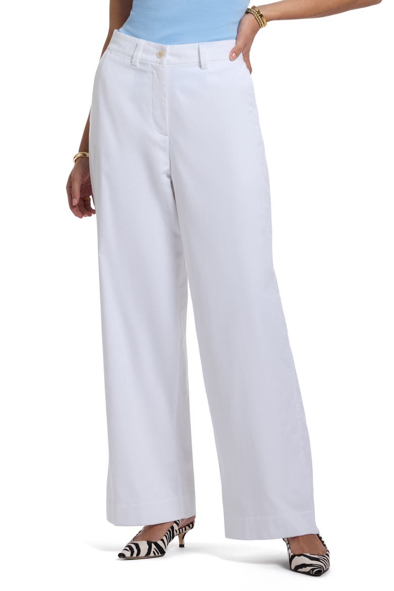 Inez Stretch Cotton Wide Leg Pants, Main, color, WHITE