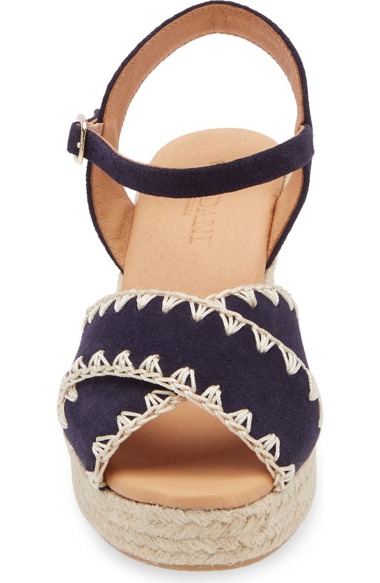 Cordani Ember Ankle Strap Espadrille Platform Wedge Sandal, Alternate, color, Navy Suede