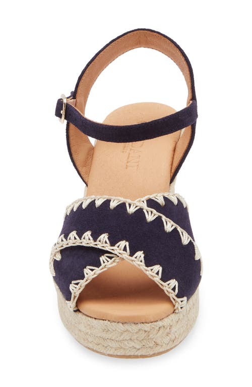 Cordani Ember Ankle Strap Espadrille Platform Wedge Sandal In Navy Suede