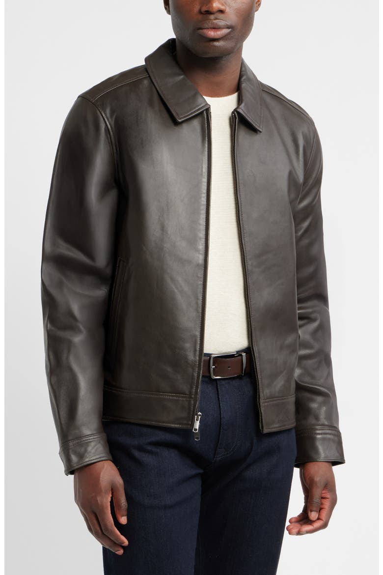 Leather Jacket, Main, color, BROWN DARK
