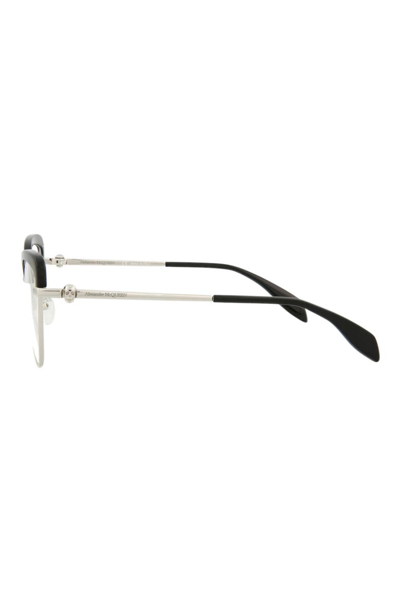 55mm Cat Eye Fashion Optical Glasses, Alternate, color, SILVER SILVER TRANSPARENT