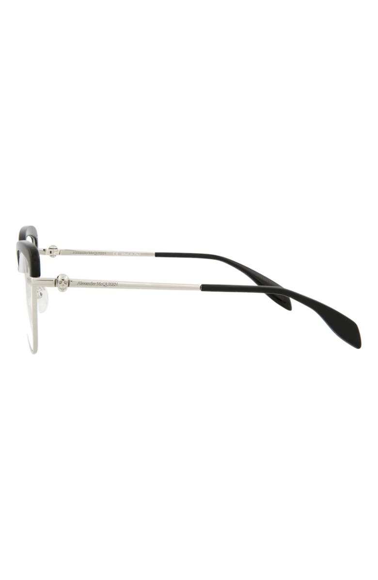 McQueen 55mm Cat Eye Fashion Optical Glasses, Alternate, color, Silver Silver Transparent