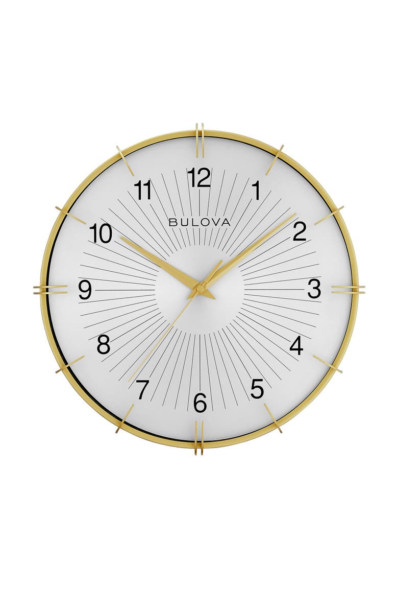 Bulova Clocks Citatation Retro Wall Clock, Main, color, White