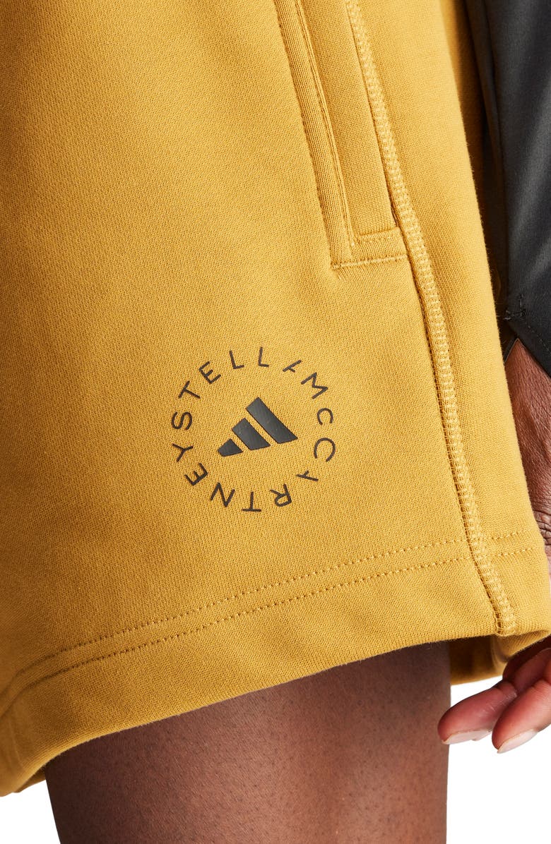 adidas by Stella McCartney TrueCasuals Organic Cotton Drawstring Sweat Shorts, Alternate, color, Dessert Dune
