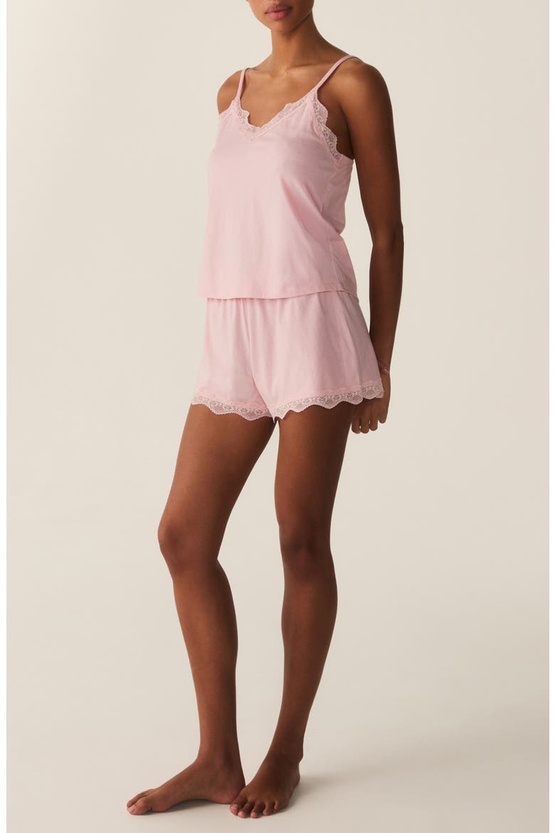 Pima Cotton Lace Trim Camisole Pajamas, Alternate, color, PINK