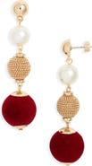 Nordstrom Orb Velvet & Faux Pearl Drop Earrings