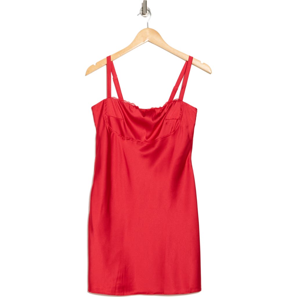 Know One Cares Lace Satin Minidress In Red