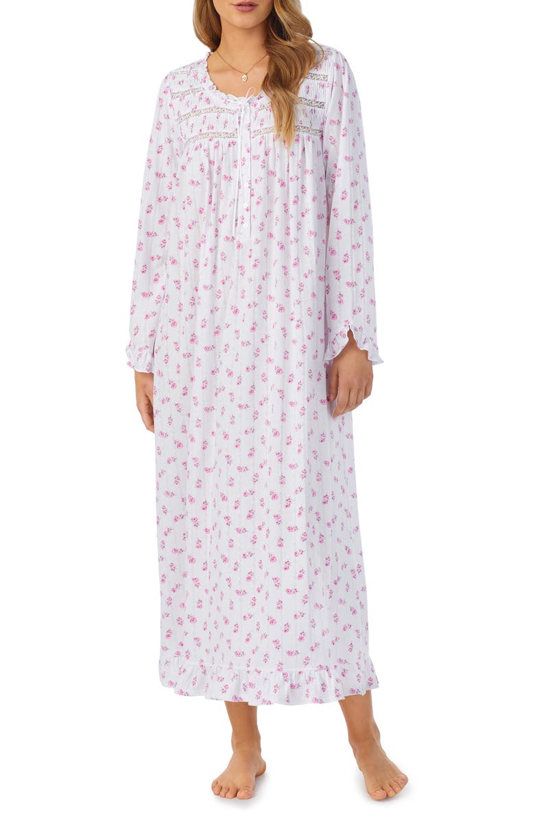 Eileen West Ballet Floral Long Sleeve Nightgown, Main, color, 