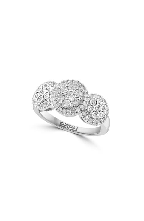 Sterling Silver Diamond Cluster Ring