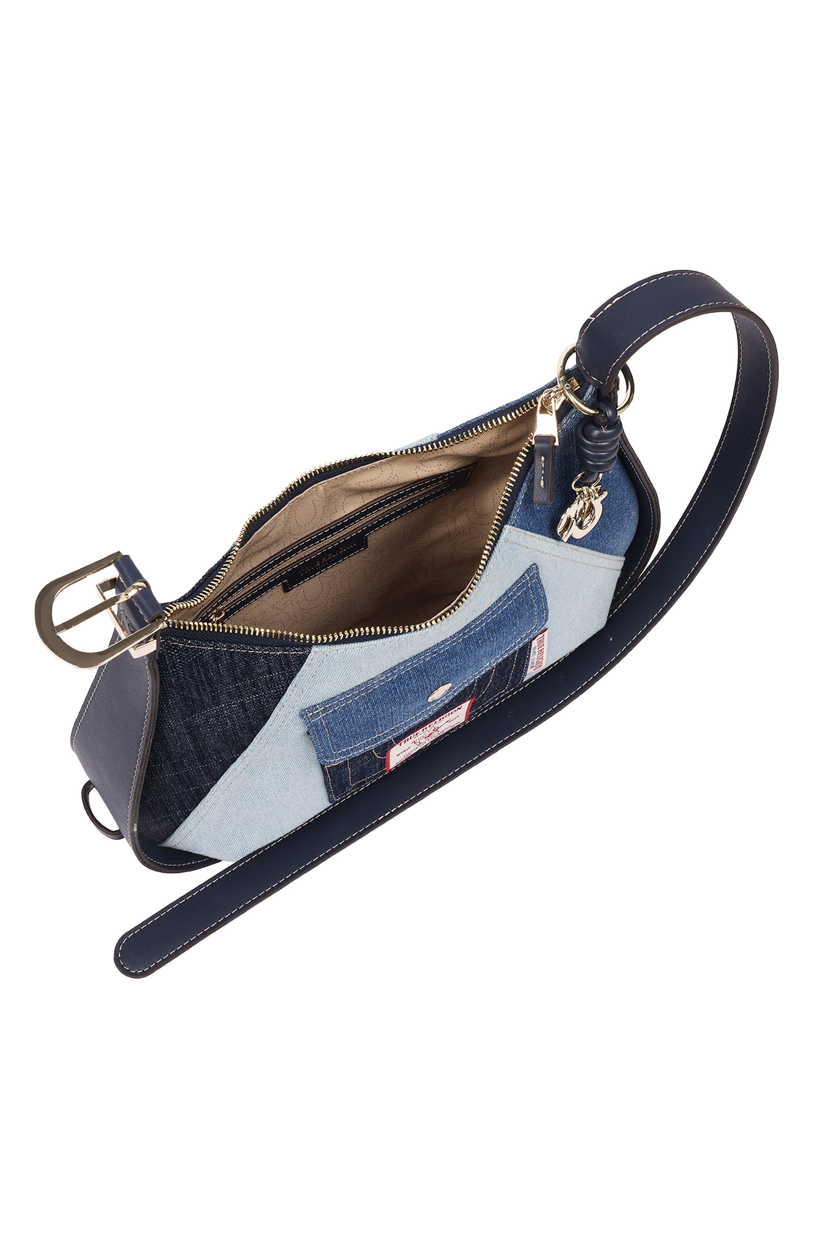 Colorblock Denim Zip Top Hobo, Alternate, color, MULTI