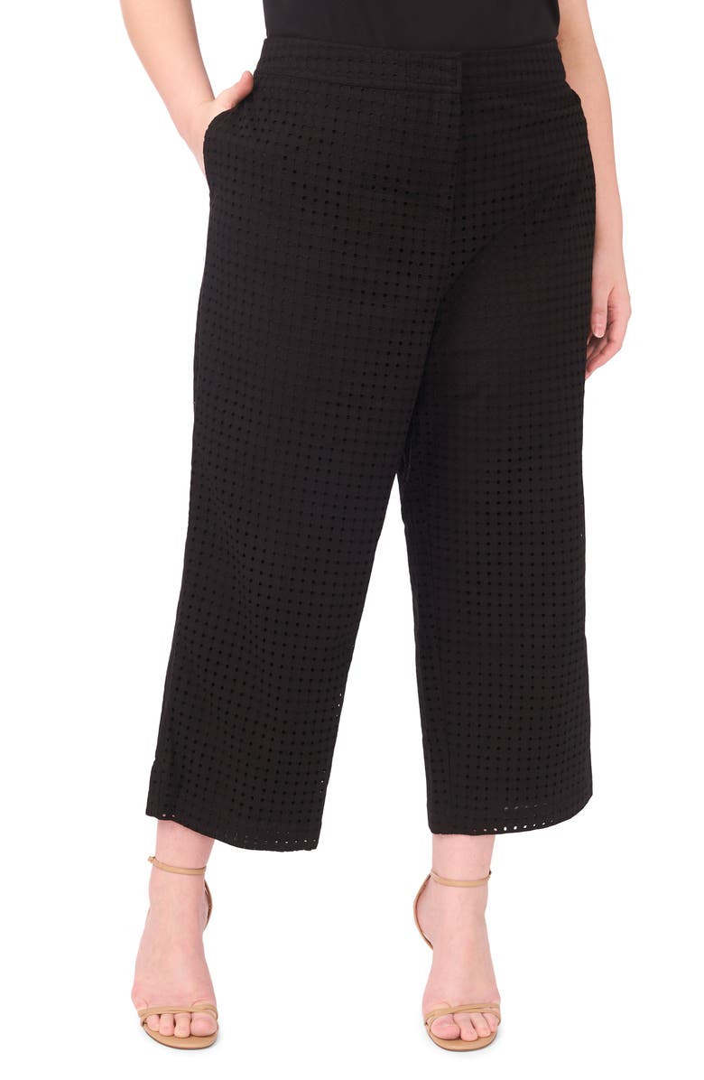 Halogen<sup>®</sup> Eyelet Crop Straight Leg Pants, Main, color, Rich Black