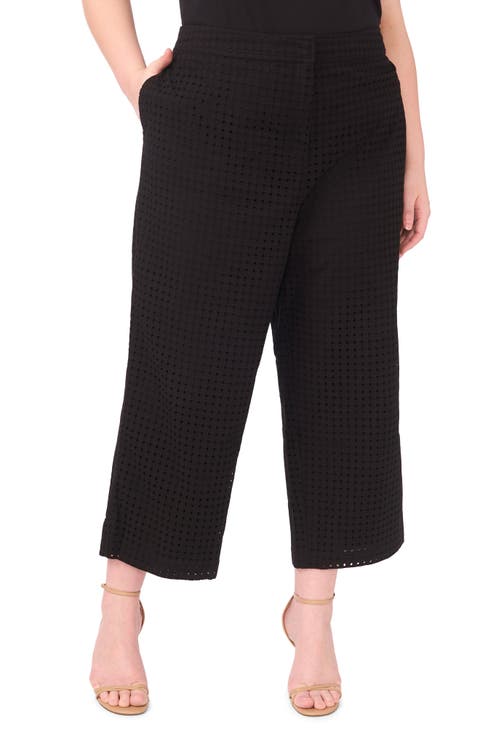 Eyelet Crop Straight Leg Pants (Plus)