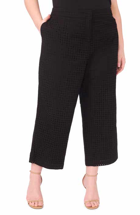Eyelet Crop Straight Leg Pants
