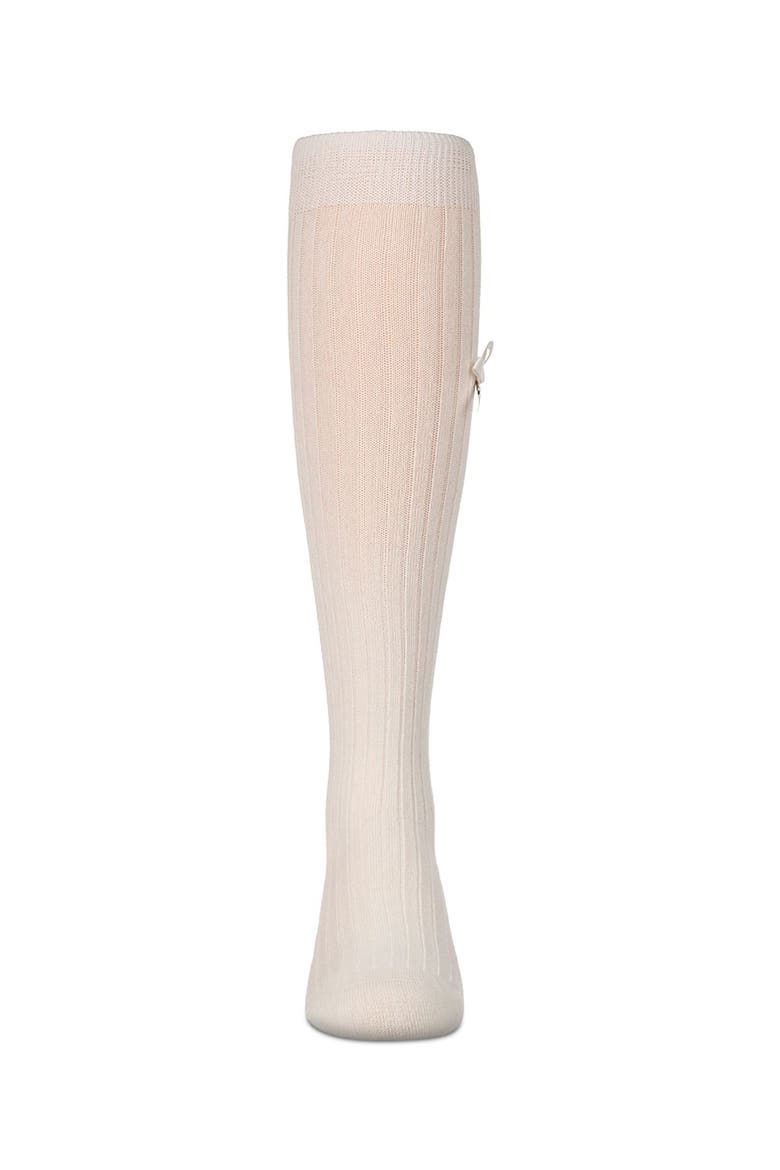 Fancy Logo and Bow Trimmed Knee Sock, Alternate, color, Winter White
