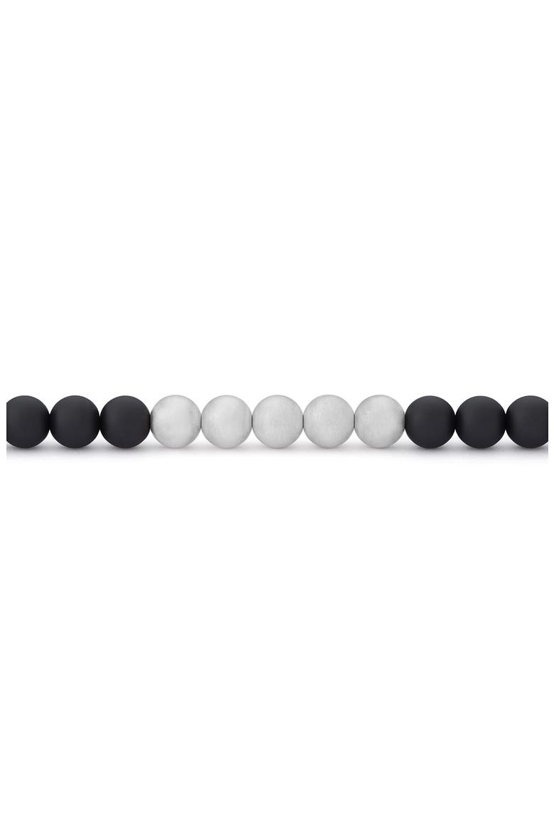 Men's Beaded Bracelet, Alternate, color, BLACK CERAMIC/ SILVER