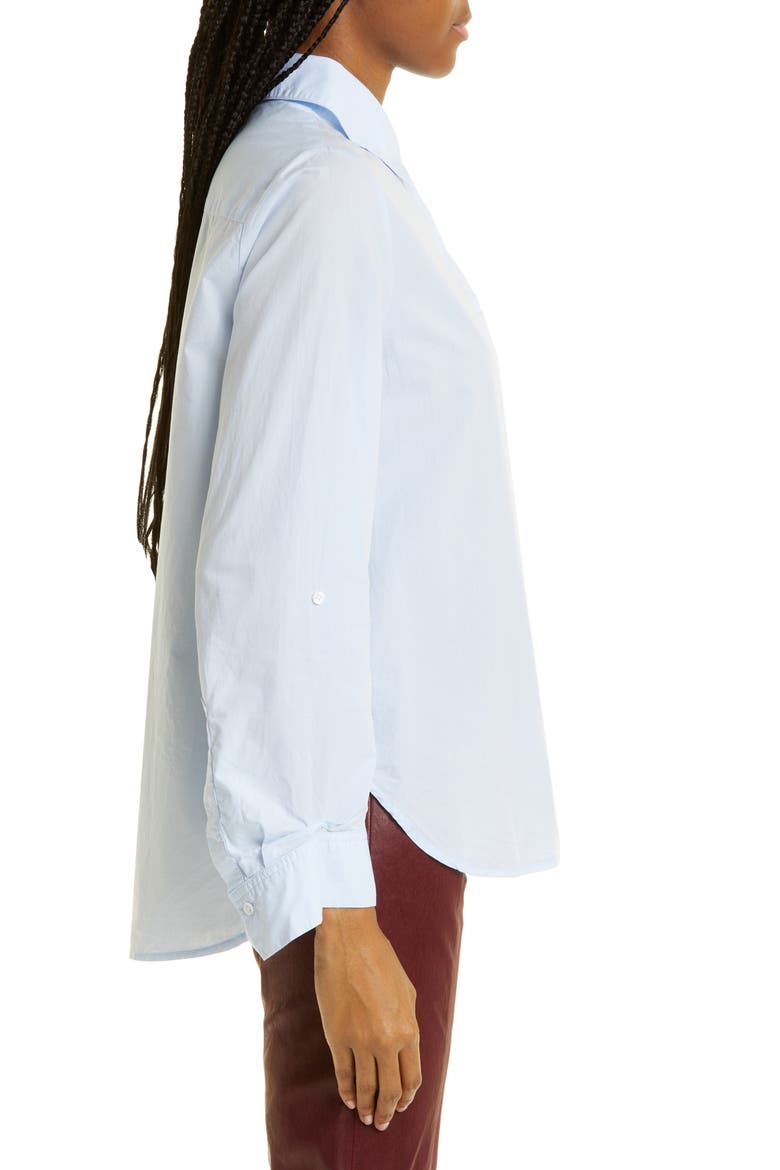 The Boyfriend Cotton Button-Up Shirt, Alternate, color, BABY BLUE