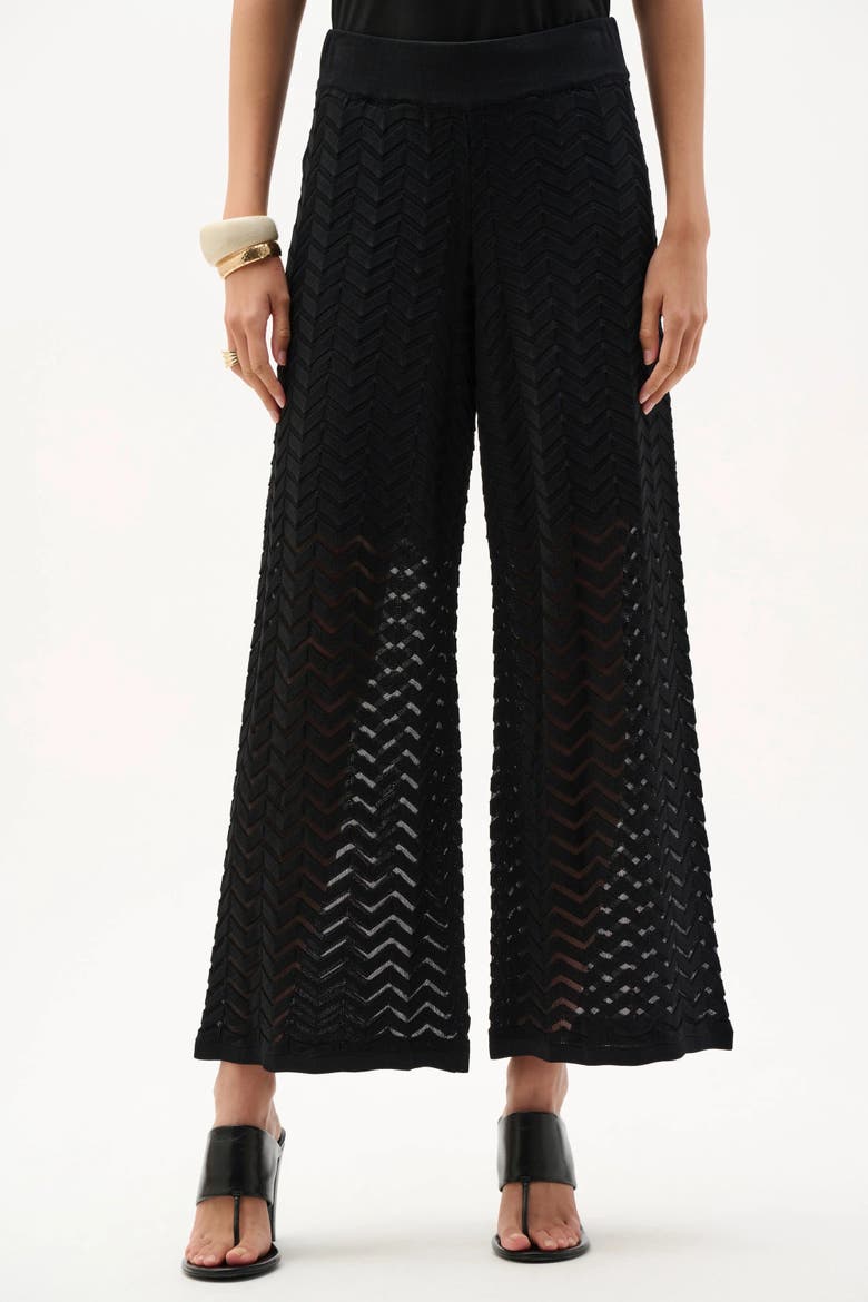 Viscose Jacquard Knit Chevron Stitch Culotte Pants, Main, color, Black
