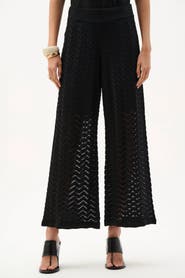 Joseph Ribkoff Viscose Jacquard Knit Chevron Stitch Culotte Pants