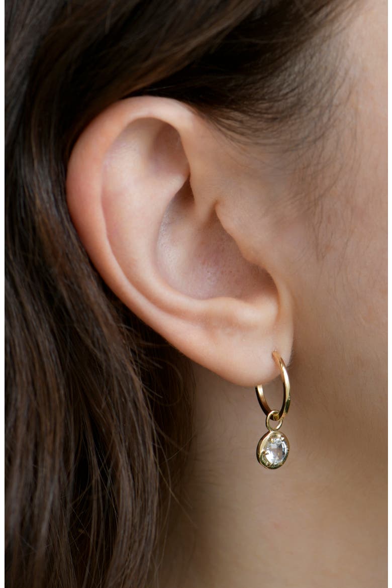 Mélia Kate Hoop Drop Earring, Alternate, color, 14K YELLOW GOLD/ CLEAR TOPAZ
