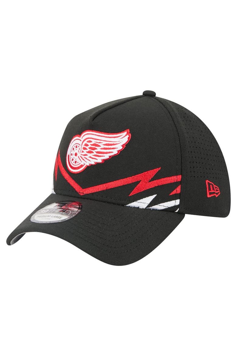 Men's New Era Black Detroit Red Wings 39THIRTY A-Frame Perforated Flex Hat, Main, color, Black