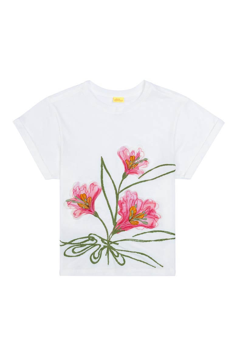 Kids' Chroma Floral Embroidered Cotton Graphic T-Shirt, Main, color, WHITE