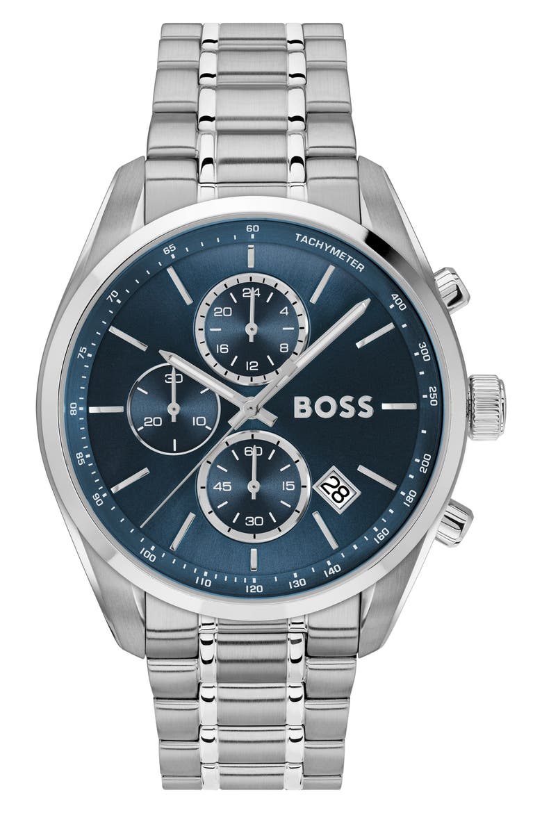Grand Prix Bracelet Watch, 44.5mm, Main, color, BLUE