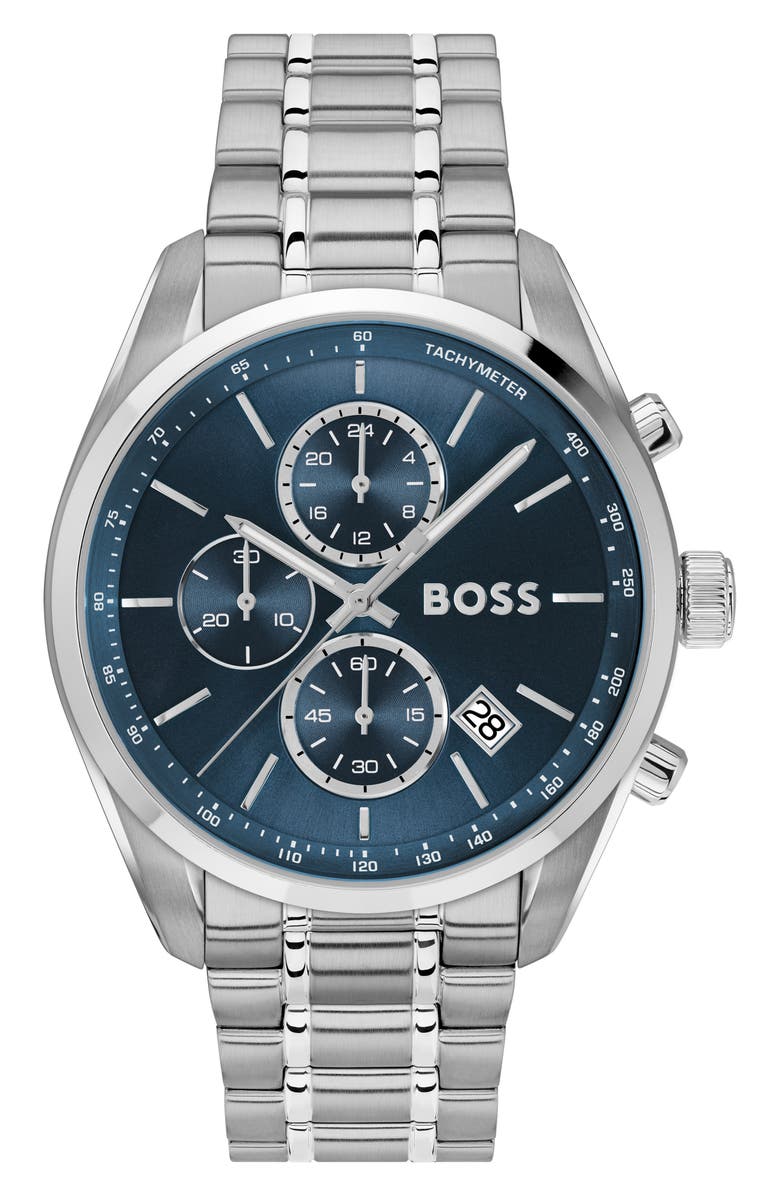 BOSS Grand Prix Bracelet Watch, 44.5mm, Main, color, Blue