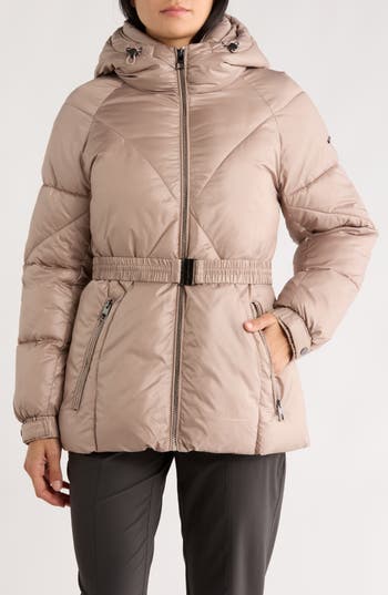 Bcbgeneration Missy Belted Puffer Coat In Neutral
