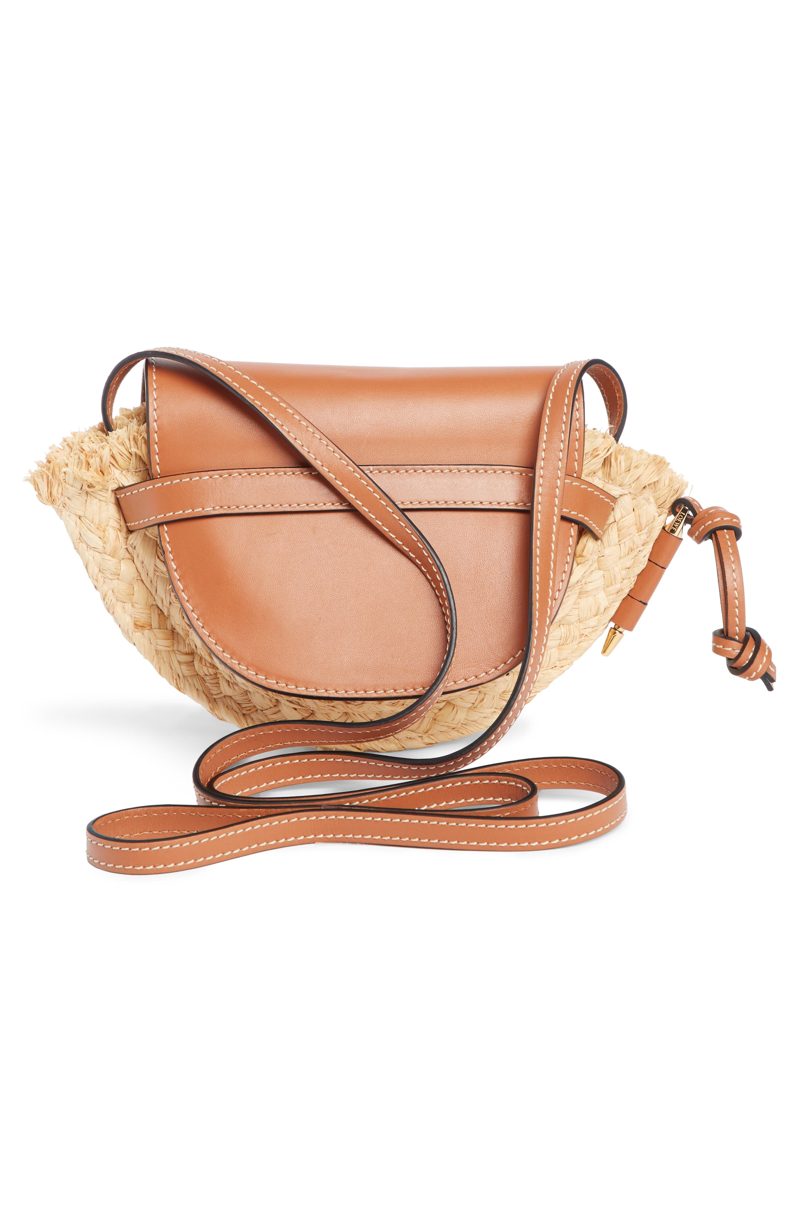 Loewe Gate Mini Leather & Raffia Crossbody Bag, Alternate, color, 