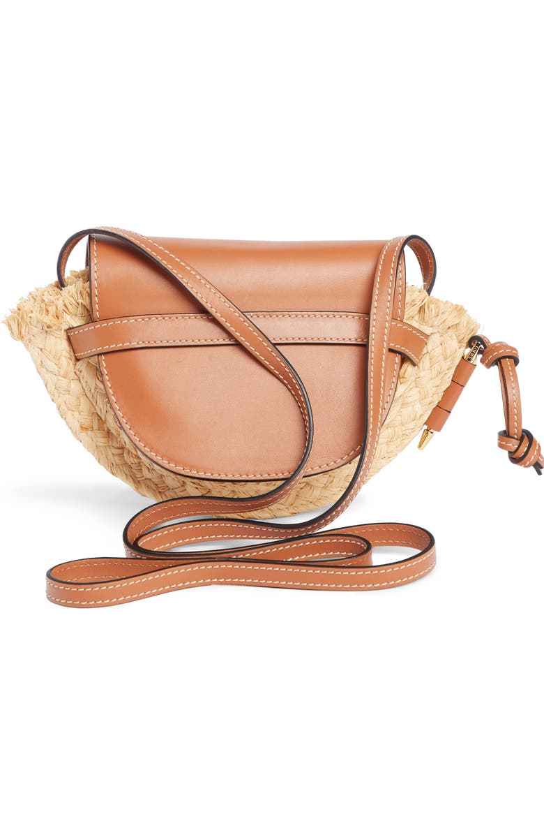 Loewe Gate Mini Leather & Raffia Crossbody Bag, Alternate, color,