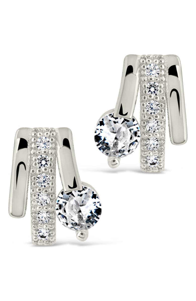 Sterling Forever Rosie Cubic Zirconia Triple Prong Stud Earrings, Alternate, color, 