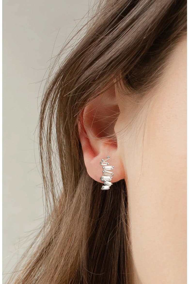 Sterling Silver 18k Gold Plated Clara Abstract Crystal Earring Statement, Alternate, color, Silver