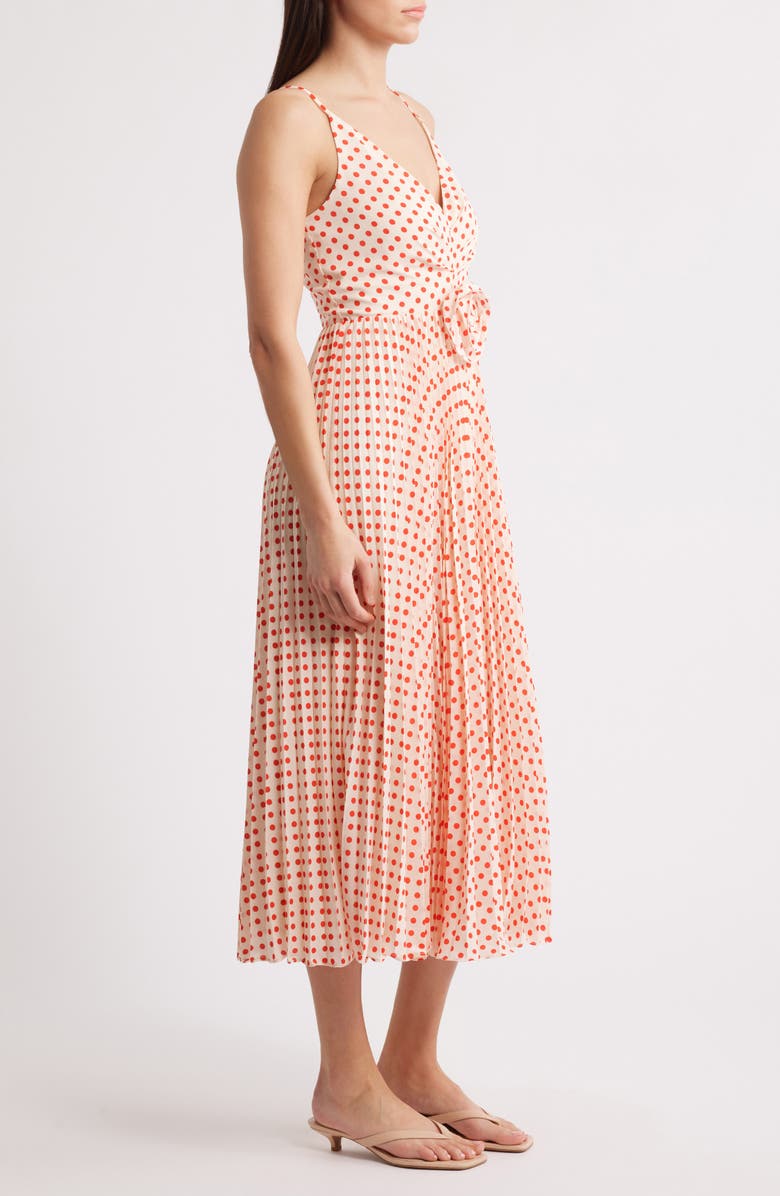 Lucy Paris Shanina Rose Pleated Sleeveless Maxi Dress, Alternate, color, Cream Red