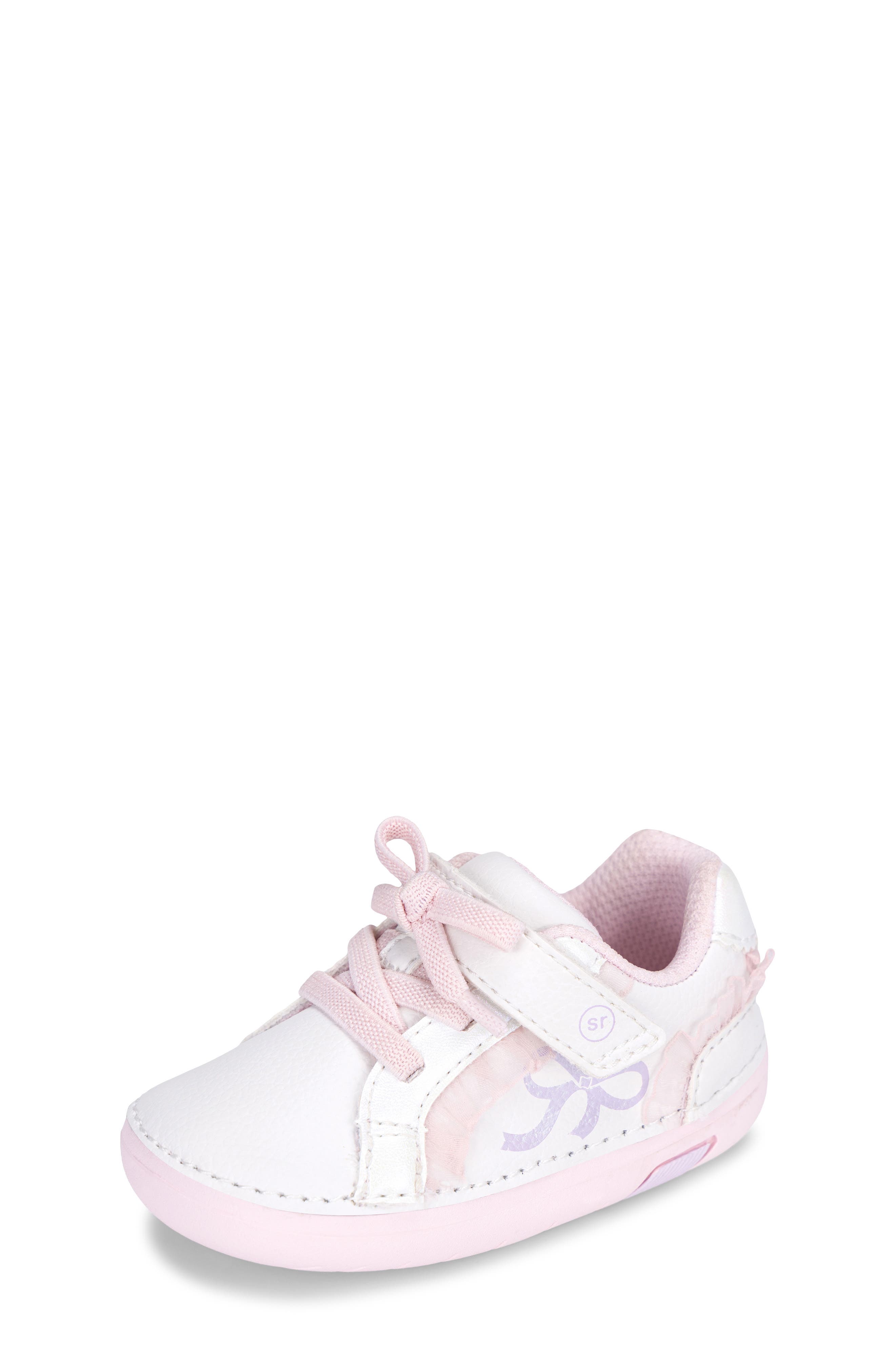 Kids' Glimmer Bow Mini Sneaker, Alternate, color, WHITE/PINK