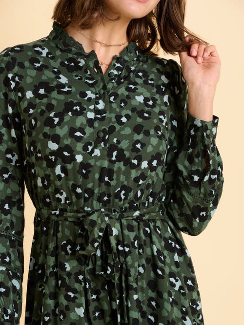 Brakeburn Luna Long Sleeve Button Midi Dress In Green