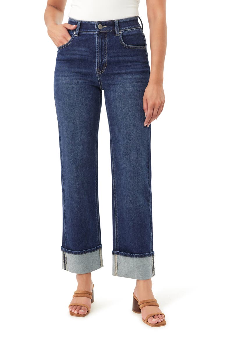 The Polished Casual Cuffed Straight Leg Jeans, Main, color, CELESTE