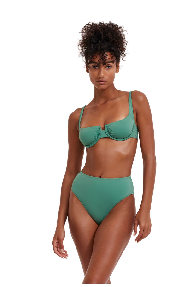 Flirtt Gottex Solid Underwire Bikini Top, Alternate, color, Green