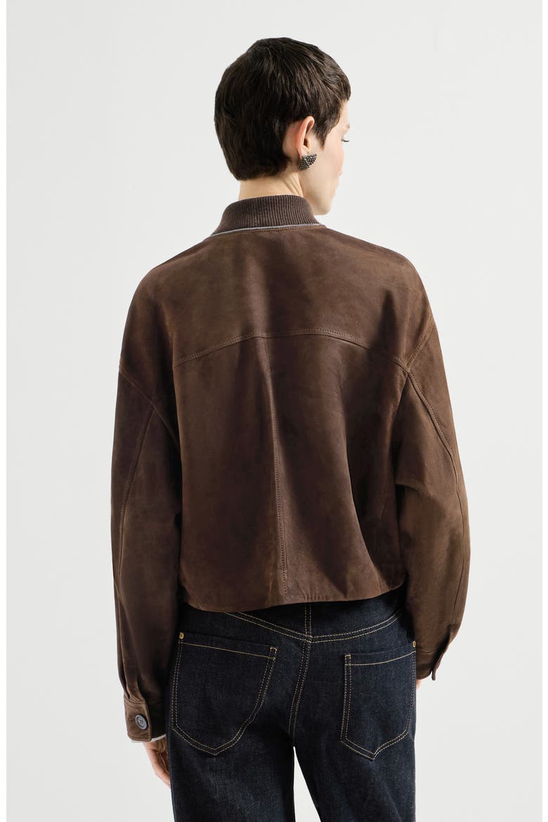Couture suede outerwear jacket with monili, Alternate, color, Pine Cone Brown