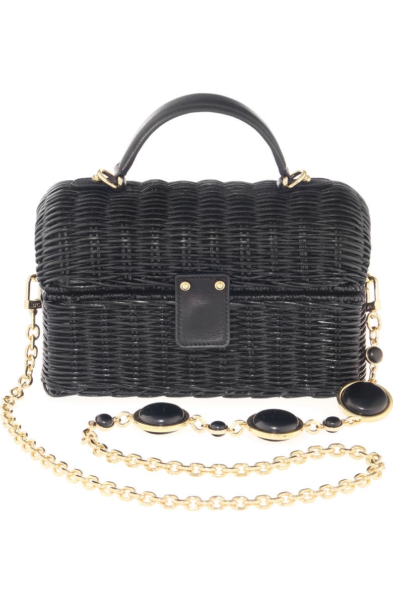 JUDITH LEIBER COUTURE Isla Wicker Basket Handbag, Main, color, Champagne Black
