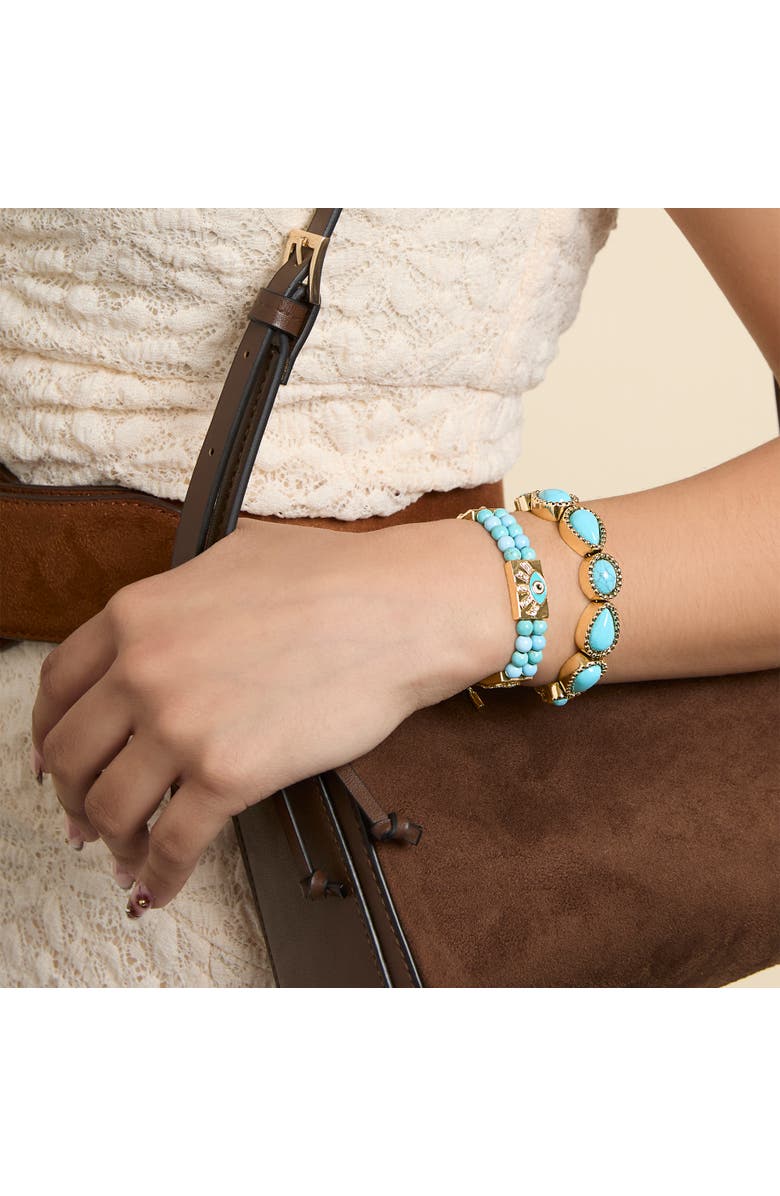 Jessica Simpson Gold-Tone Evil Eye Bracelet, Alternate, color, Gold