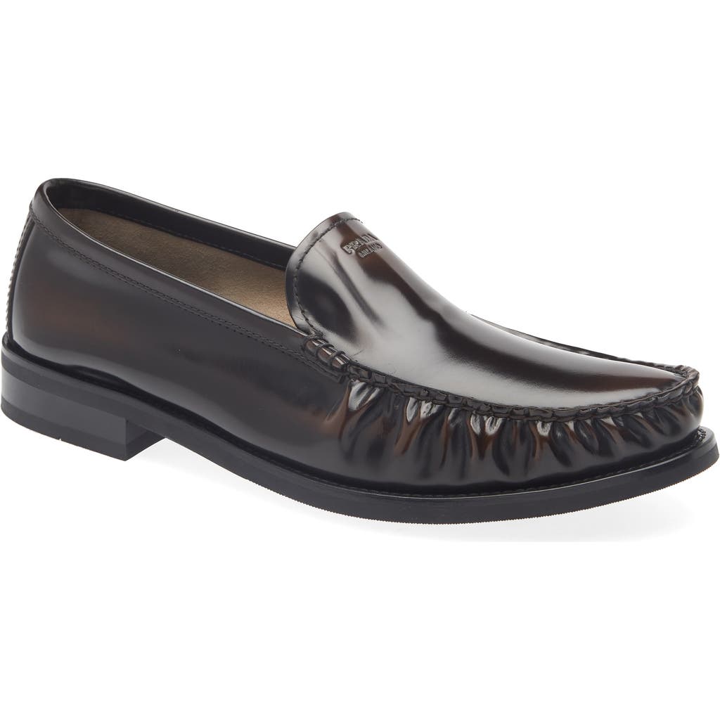 Prada Ruched Apron Toe Loafer In Brown